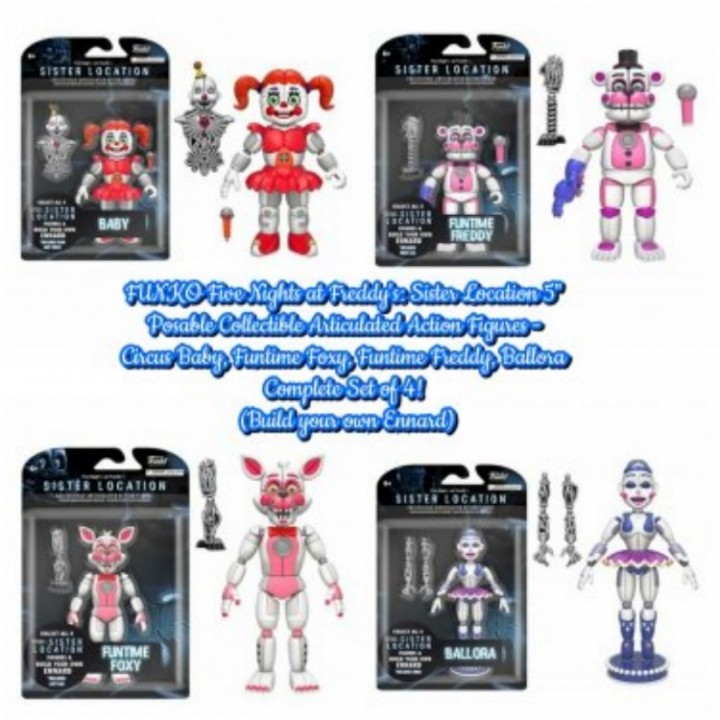 Funtime Freddy Foxy Sister Small Action Figures Set With Location