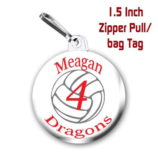 Number Team 1.5 Inch Charm Softball Zipper Pull//Bag Tag Personalized with Name