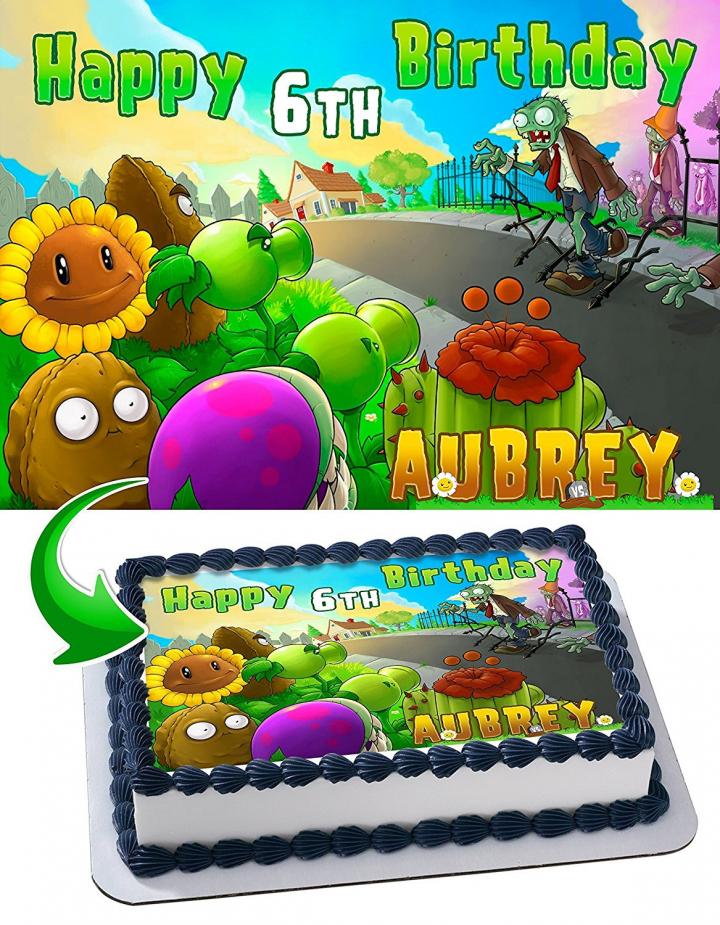 Ebluejay Plants Vs Zombies Edible Cake Image Personalized Topper Icing Paper A4 Sheet 1 4 - edible personalised roblox icing cake topper 7 12 image only