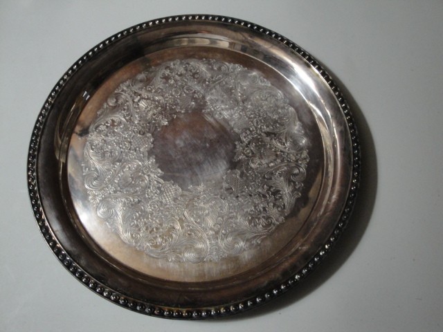 eBlueJay: Vintage WM Rogers Silver Plate Metal Round Serving Tray Plate  Small Platter 4571