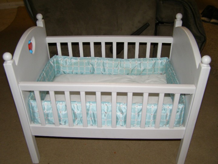 Ebluejay American Girl White Bitty Baby Crib With Bedding No Pillow