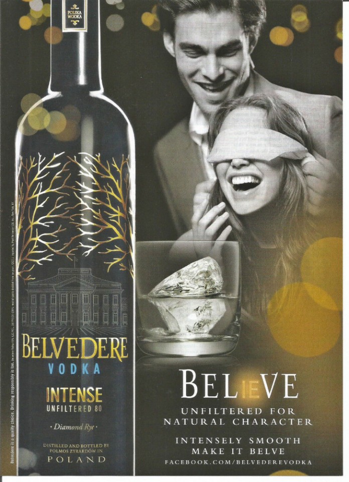BELVEDERE VODKA AD #20 RARE 2011 OUT OF PRINT
